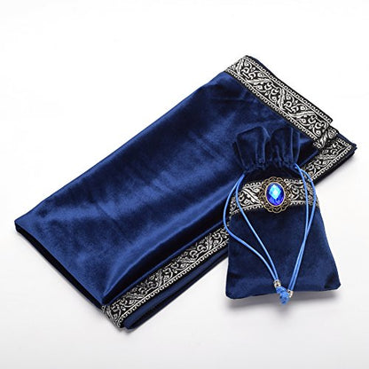 BLESSUME Square Velvet Altar Tarot Table Cloth and Pouch Dark Blue - color: Dark Blue