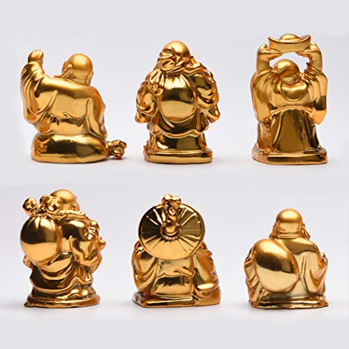 Brass Statu 6Pcs 2'' Electroplated Gold Resin Laughing Buddha Figurines - color: 2'' Resin Red Lips Set