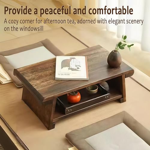 Folding Meditation Altar Table, 19.7" Japanese Low Floor Table