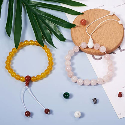 10 Sets Natural Rose Quartz Buddhist Mala Guru Bead Set 10mm 3 Hole Gemstone Energy Healing Stone Prayer Bead for Mala Bracelet Rosary Necklace Jewelry Making - color: Rose Quartz