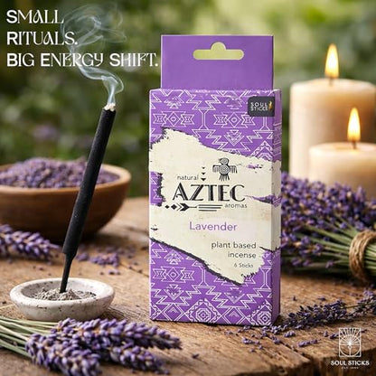 Soul Sticks Aztec Cinnamon Resin Incense Sticks, 90 Mins Burn Time – 100% Natural, Hand-Rolled & Slow-Burning 6 Pcs| Artisan Blend for Yoga, Meditation, Relaxation, Aromatherapy (Lavender) - color: Lavender
