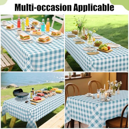 Smiry Picnic Table Cloth, Vinyl Tablecloths with Flannel Backing, 60"x102" - color: Aquamarine & White, size: 102" x 60" (Rectangular)