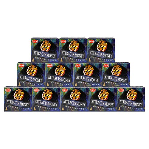 Attracts Money Incense Cones and Cone Incense Burner Bundle Insence Insense Hem Incense - color: Attracts Money