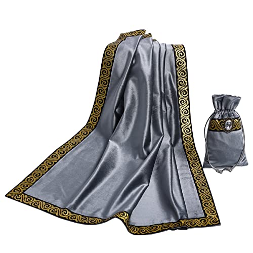 BLESSUME Wicca Square Altar Tarot Table Cloth for Reading with Card Pouch 24.4 * 24.4 inch (Gray 2) - color: Gray 2