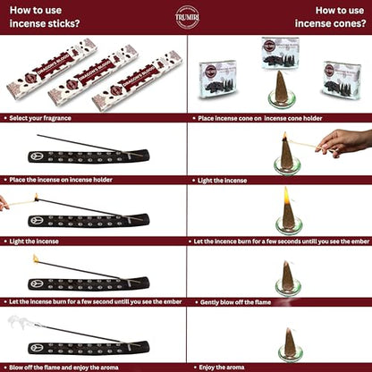 Dragons Blood Incense Sticks & Incense Cones Combo Pack - 60 Insence-Sticks + 30 Insence Cones - Inscense - Incense Cones Scented - Insents - color: Dragons Blood