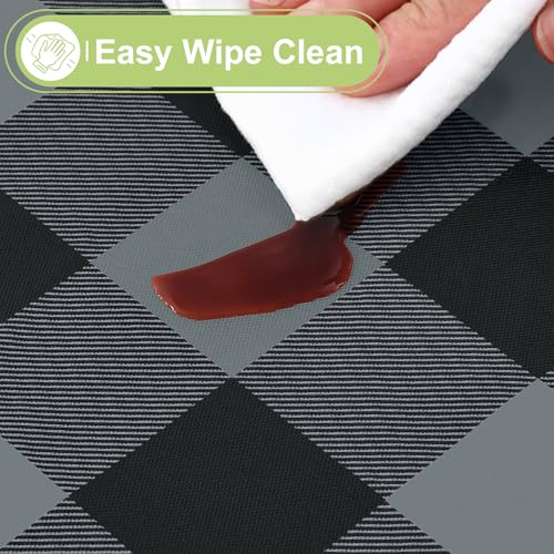 Smiry Picnic Table Cloth, Vinyl Tablecloths with Flannel Backing, 60"x102" - color: Black & Grey, size: 102" x 60" (Rectangular)