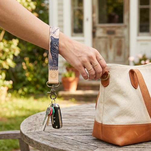 DQL wrist lanyard for keys Bohemian sun and moon face key chain wristlet, cute keychains for car keys, keychain for car keys women(sun and moon) - color: Bohemian