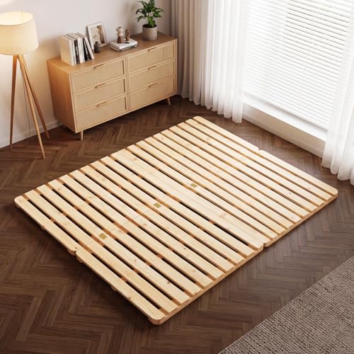 Floor Bed Frame, Foldable Japanese Tatami Bed Frame for Futon Mattress - size: Queen Size: 80" x 60"