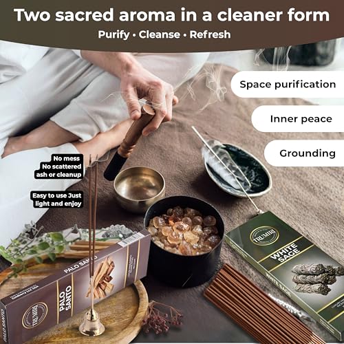 White Sage & Palo Santo - Combo Pack of Incense Sticks - 100 Insence-Sticks of Each Scent - Total 200 Inscents - Incienso for Smudge Rituals and Spiritual Cleansing of Negative Energies - color: White Sage & Palo Santo