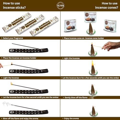 Frankincense Scented Incense Sticks & Incense Cones Combo Pack - 60 Insence-Sticks + 30 Insence Cones - Inscense - Incense Cones Scented - Insents - color: Frankincense
