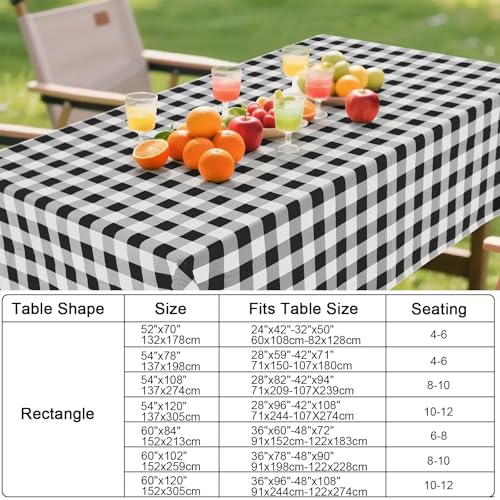 Smiry Oval Table Cloth, Vinyl Tablecloths with Flannel Backing, 60"x84" - color: Black & White, size: 84" x 60" (Oval)