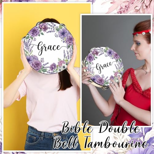 8 Inch Adult Tambourine Double Row Jingle, Grace - color: Grace, size: 8 Inch