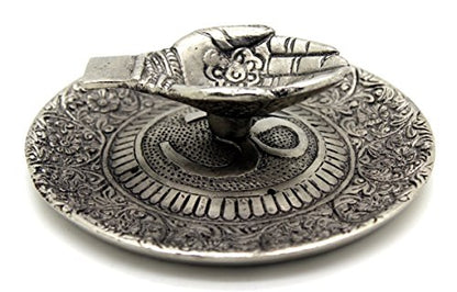 Govinda - Tibetan Incense Burner Offering Hands with OM - 4.5 Inches Diameter X 1.25 Inches High