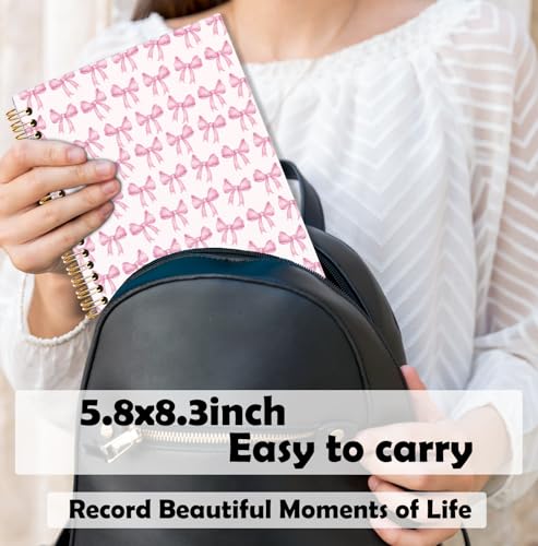 BNHJKFQZ Coquette Pink Bow Spiral Notebook, Preppy Bow Journal, Aesthetic Pink Journals for Writing, Girly Preppy Notebooks for Note Taking, Coquette Office Supplies, 5.5x8.3 Inch - color: Bible -pink bow