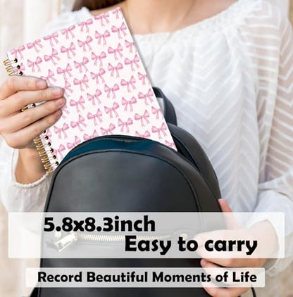 BNHJKFQZ Coquette Pink Bow Spiral Notebook, Preppy Bow Journal, Aesthetic Pink Journals for Writing, Girly Preppy Notebooks for Note Taking, Coquette Office Supplies, 5.5x8.3 Inch - color: Bible -pink bow