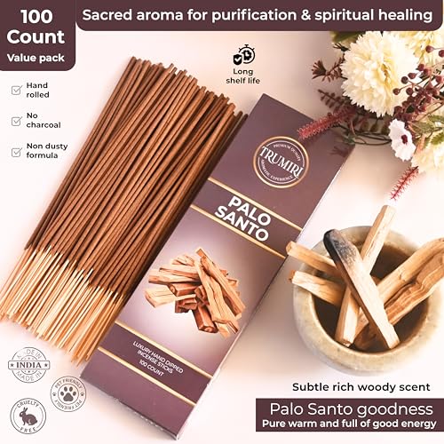 Palo Santo Incense Sticks - Pack of 100 Insence-Sticks for Removing Negative Energy - Made with Natural Incienso De Palo Santo - Scented Insense Spiritual Non Toxic Inscents - color: Palo Santo