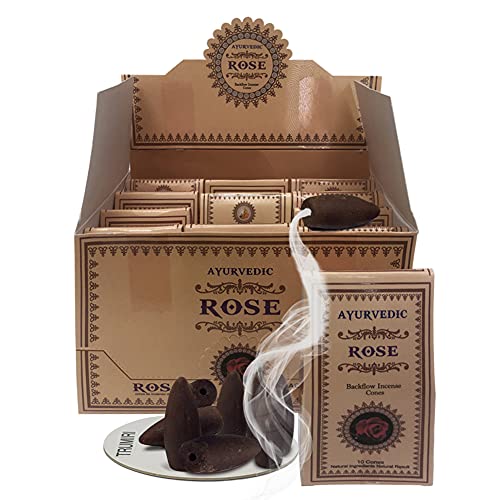 Rose Backflow Incense Cones for Waterfall and Mat Bundle Inciensos Aromaticos|Incienso|Inciense|Insienso - color: Rose