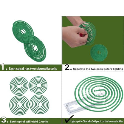 Citronella Incense Coil - Each Coil Could Last for 5-7 Hours- Suitable for Outdoor Camping, Patio, Hiking,etc (2 Pack Contains 48 coils & 2 Coils Stands) - style: Citronella 48 Coils
