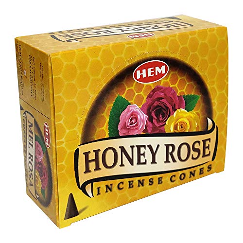 TRUMIRI Incense Cone Holder Bundle with Hem Honey Rose Incense Cones - Pack of 12 (Approx 120 Cones) - color: Honey Rose