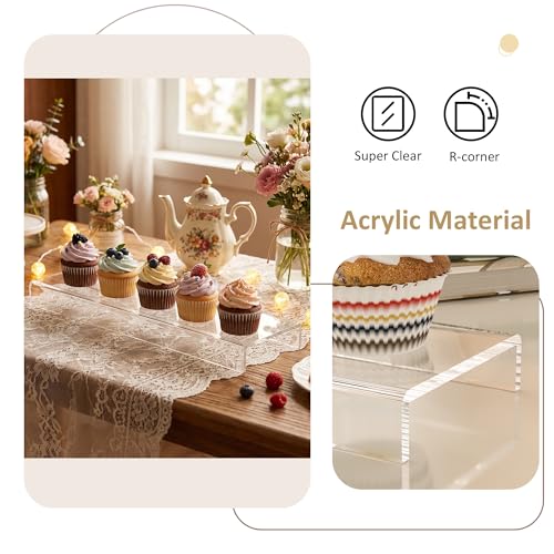 Acrylic Shelf Riser 15x3.9x1 pack of 2, Countertop Acrylic Display Storage Organizer for Shoes, Glasses, Plants, Home Decors, Perfume, Books, Dolls, 15x3.9x1 Inch - size: 15x3.9x1 Inch