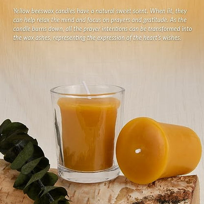 16PCS Beeswax Votive Candles, 12H Burn, Prayer & Memorial, Unscented - color: Raw