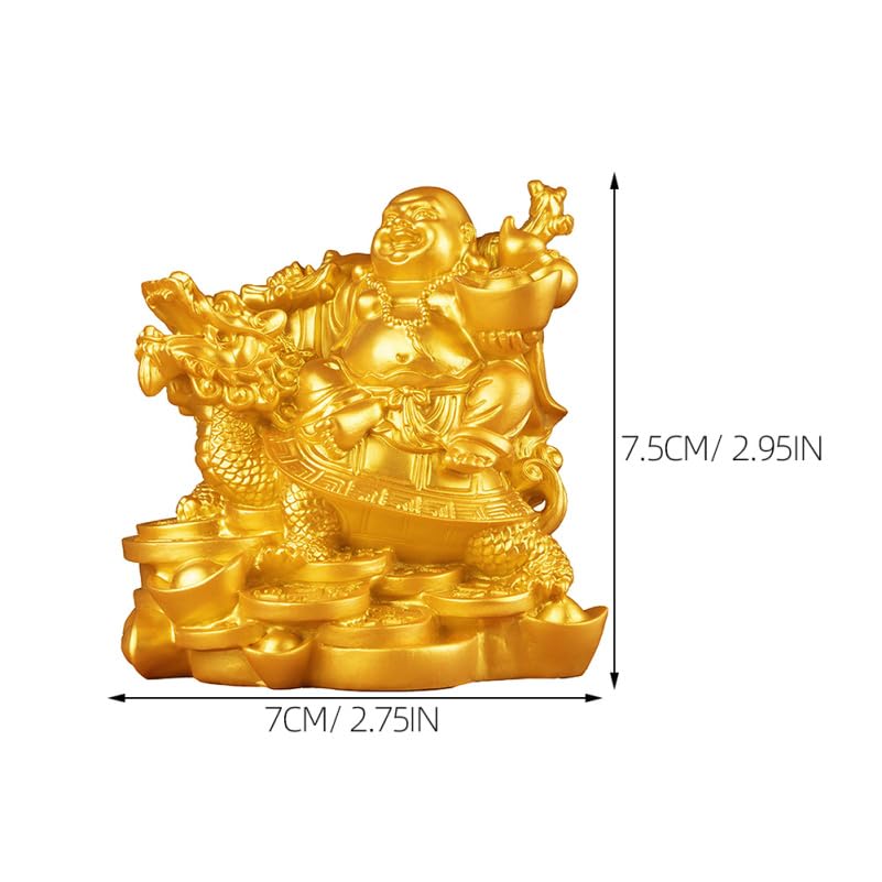 Hemobllo Laughing Buddha Statue Resin Craft Buddha Figurine Home Decor for Desk Bookshelf Living Room Meditation Space Chinese Home Decor 2.95 X 2.75 X 2.04 in