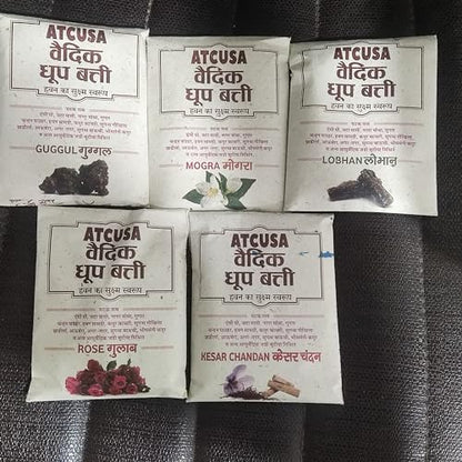 100 Dhoop Sticks Incense | 5 Flavors Mogra Kesar Chandan Lobhan Guggul Rose | for Puja Church Mandir Rituals Meditation Aromatherapy Yoga Fragrance Agarwood Oudh Prayers |