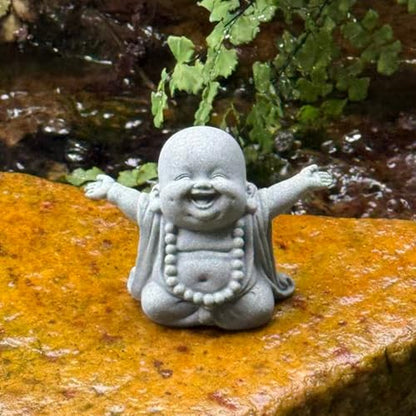 OwMell Japanese Jizo Monk Buddha Statue Figurine Aquarium Garden Decor - color: Laughing Buddha Small
