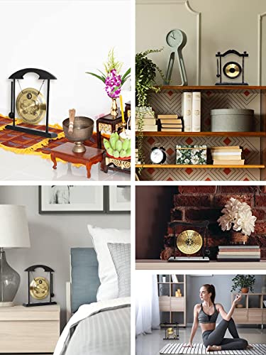 Mandala Crafts Chinese Gong - Mini Zen Art Brass Feng Shui Desktop Gong With Stand - Asian Bell for Home Decoration Chau - style: Chau Gong