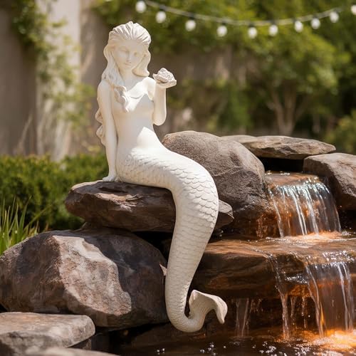 Large Mermaid Statue, 26 in DIY Outdoor Garden Sculpture Figurines - color: Mermaid-25.6"
