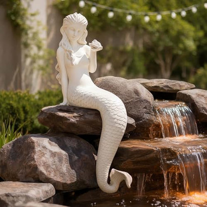 Large Mermaid Statue, 26 in DIY Outdoor Garden Sculpture Figurines - color: Mermaid-25.6"