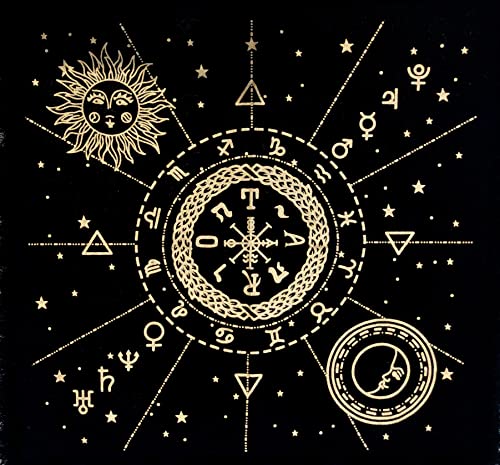 INDIAN CRAFT CASTLE Altar Cloth Tarot Cards Table Napkins Witchcraft Supplies Tablecloth Square Alter Pagan Spiritual Celestial Deck Cloth with Fringes 12 Constellation Gold 18 x 18 Inches - color: 12 Constellation Gold, size: 18" x 18" (Square)
