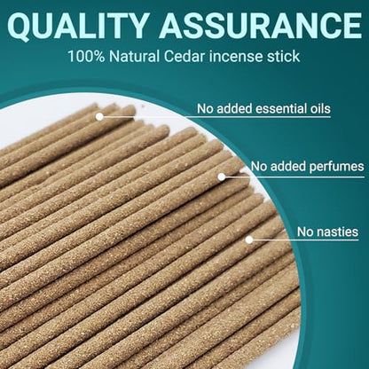 Cedar Incense Sticks (50 Sticks), 100% Natural sustainably harvested Cedar, Suitable for Yoga, Meditation, Relaxation, and Spiritual Purification - color: Cedar