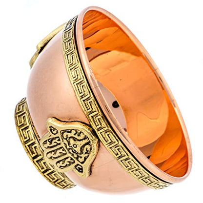 Alternative Imagination Hamsa Hand Copper Bowl - Offering Bowl For Altar or Ritual Use, Incense Holder and Smudge Kit, Home Decor - style: Hamsa Hand
