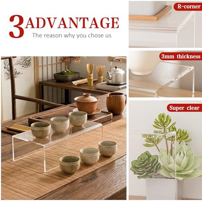 Sezanrpt Acrylic Shelf Riser 8x4.7x3 pack of 2, Desktop Rectangular Acrylic Tray Pedestal Stand for Funko Pop Figure, Bags, 8x4.7x3 Inch - color: Clear, size: 8x4.7x3 Inch