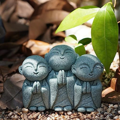 OwMell Japanese Jizo Monk Statue, Buddha Jizo Memorial Aquarium Statue - color: Smiling