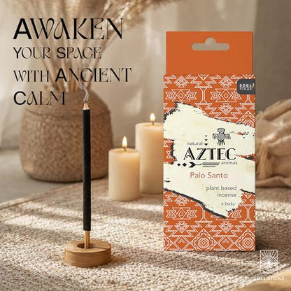 Soul Sticks Aztec | 6pc Hand Rolled Artisan Sticks for Space Clearing and Removing Negative Energy Non-Toxic Hand Crafted Plant Based Incense (Palo Santo) - color: Palo Santo