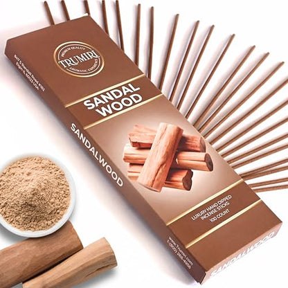 Sandalwood Incense Sticks - Pack of 100 Insence-Sticks - Made with Natural Incienso De Sandalo - Non Toxic Inscents Indian Spiritual Agarbatti Insense - color: Sandalwood