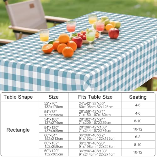 Smiry Picnic Table Cloth, Vinyl Tablecloths with Flannel Backing, 52"x70" - color: Aquamarine & White, size: 70" x 52" (Rectangular)