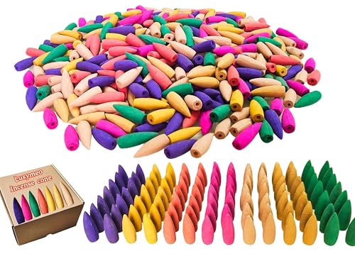530 Pcs Large Backflow Incense Cones Scented Waterfall Incense 7 Mixed Natural Scents Fits Backflow Burners Relaxation Meditation Yoga Gift