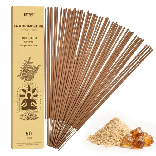 Frankincense Incense Sticks (50 Sticks), 100% Natural sustainably harvested Frankincense Resin, Suitable for Yoga, Meditation, Relaxation, and Spiritual Purification - color: Frankincense