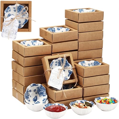 Teenyyou 30 Pack Wedding Favors Small Ceramic Bowls Blue Floral - color: Blue, size: Classic