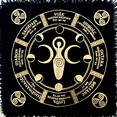 INDIAN CRAFT CASTLE Altar Cloth Tapestry Table Napkin Cloth Witchery Supplies Home Decor Wall Art Spiritual Witchcraft Cotton Square Tarot Table Cover Moon Phases Goddess 18 x 18 Inches - color: Moon Goddess, size: 18" x 18" (Square)