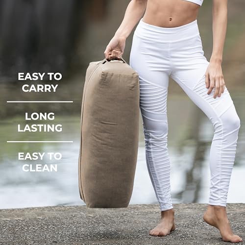Firm Large Yoga Bolster, 24x12x6in - color: Mocha - Zippered Cover, size: 2 Pack