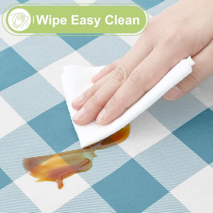Smiry Picnic Table Cloth, Vinyl Tablecloths with Flannel Backing, 60"x102" - color: Aquamarine & White, size: 102" x 60" (Rectangular)