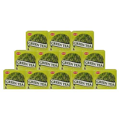 Green Tea Incense Cones and Cone Incense Burner Bundle Insence Insense Hem Incense - color: Green Tea