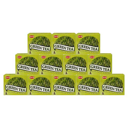 Green Tea Incense Cones and Cone Incense Burner Bundle Insence Insense Hem Incense - color: Green Tea