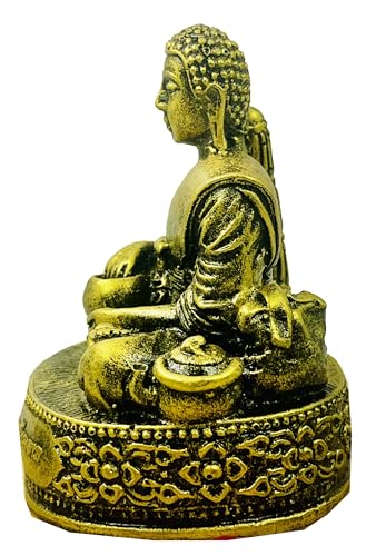 BUDDHO Phra Sivali Thera Buddha Statue Thai Buddhist Saint Arahant Gold Resin Thai Buddha Statue Thai Sculture (Small - 4" Height)