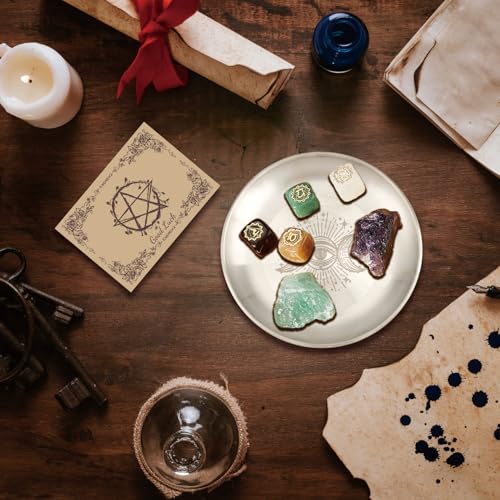 CREATCABIN Eye Altar Ritual Plate Dish Stainless Steel Flat Bowl Round Silver Jewelry Tray Tarot Offering Bowl Dish Candle Trinket Holder for Incense Burner Dowsing Divination 5.55 Inch - style: Silver Eye