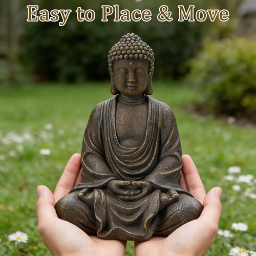 9.8" Buddha Statue Outdoor, Resin Garden Buddha Statue, Buddha Statues Indoor for Home Decor, Buddha Garden Statues Zen Decor for Yard, Patio, Lawn